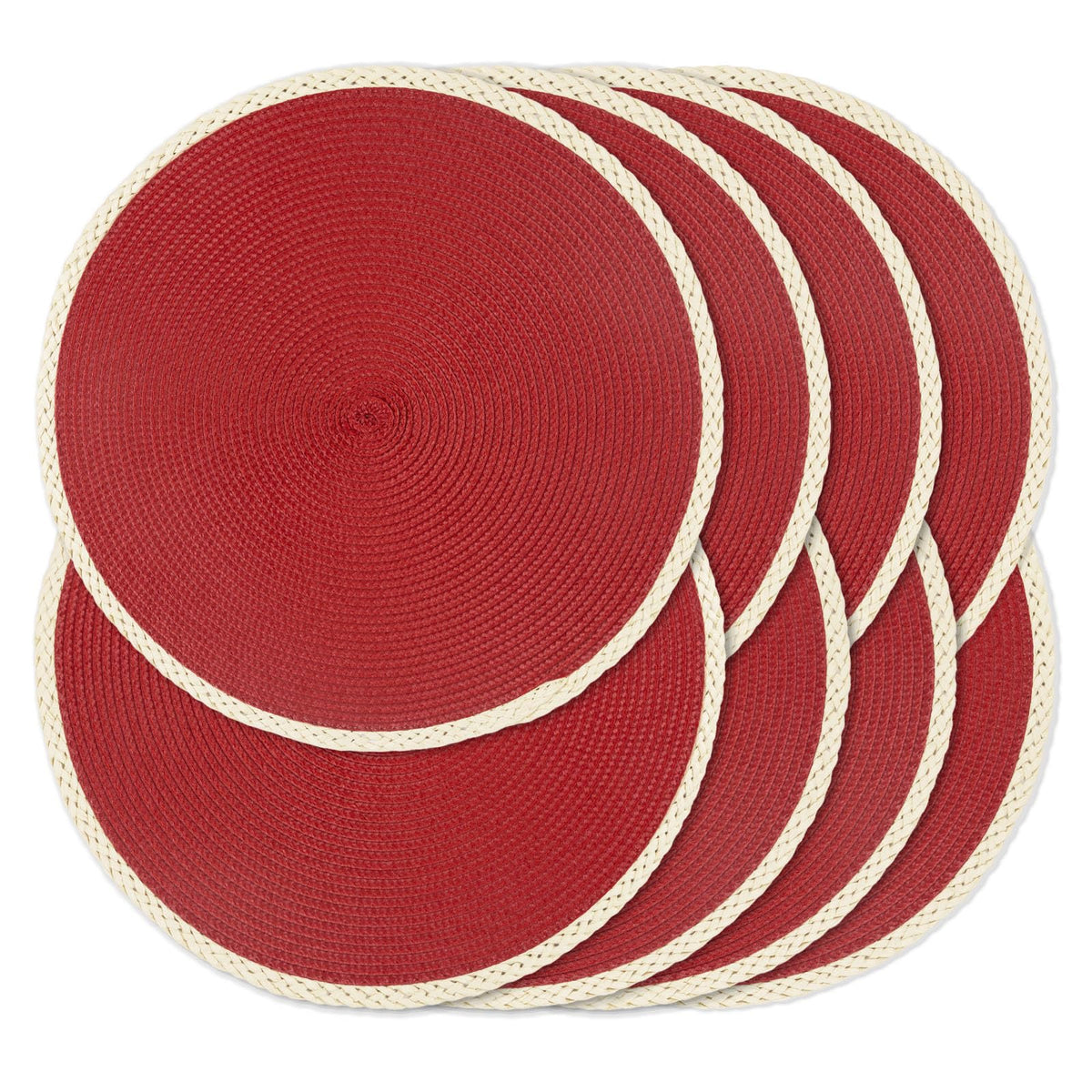Round Placemats Set of 4, Woven Table Mats, Thin Edge, Black