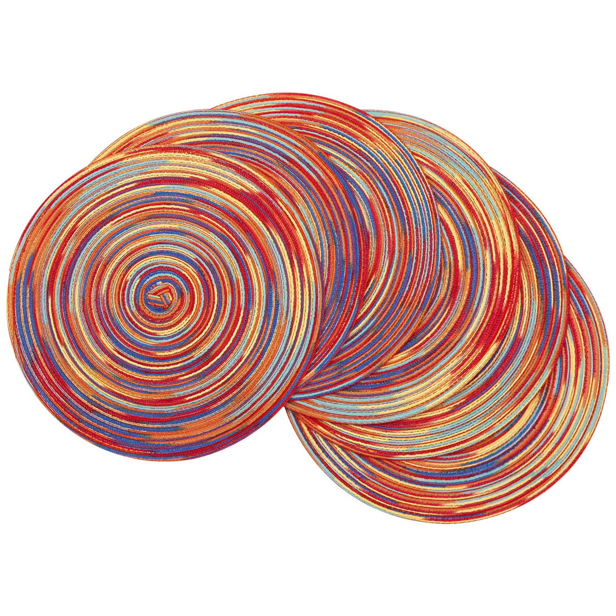 SHACOS Round Braided Placemats Set of 4 Washable Place Mats for Dining Tables 15 inch Non Slip Kitchen Table Mats (Beige, 4)