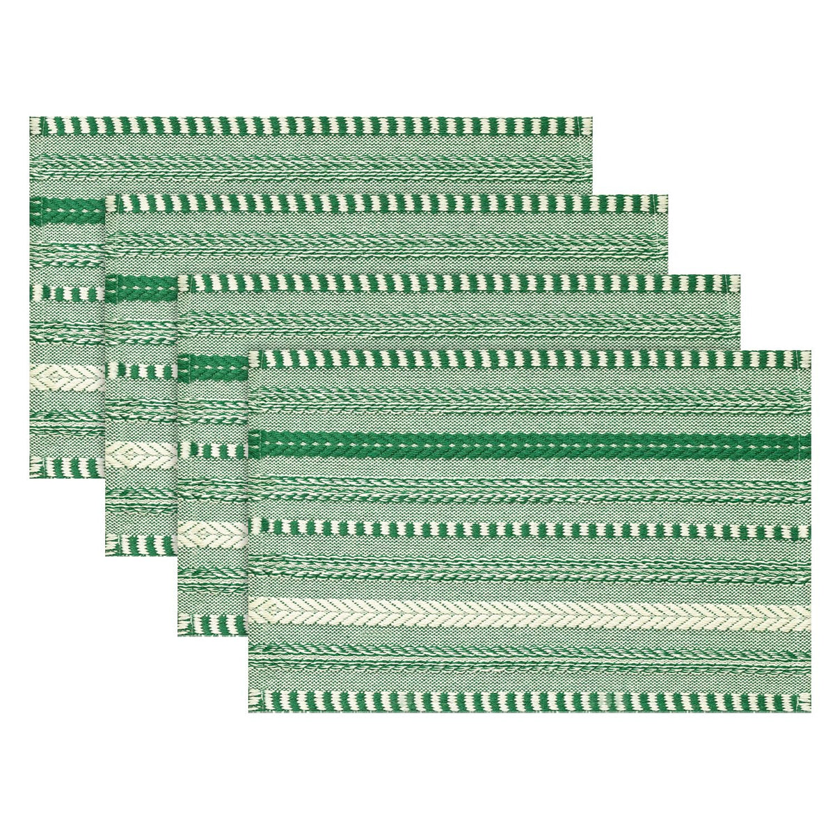 Artoid Mode Caramel Woven Braided Stripe Placemats Set of 4-12x18 Inch