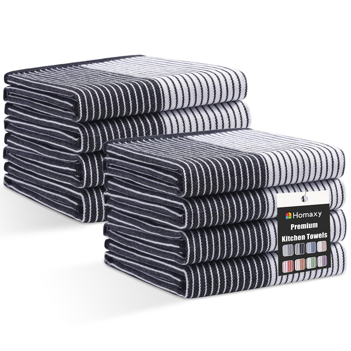 Homaxy Premium 100% Cotton Kitchen Towels 18"x28", 6 Pack, Khaki