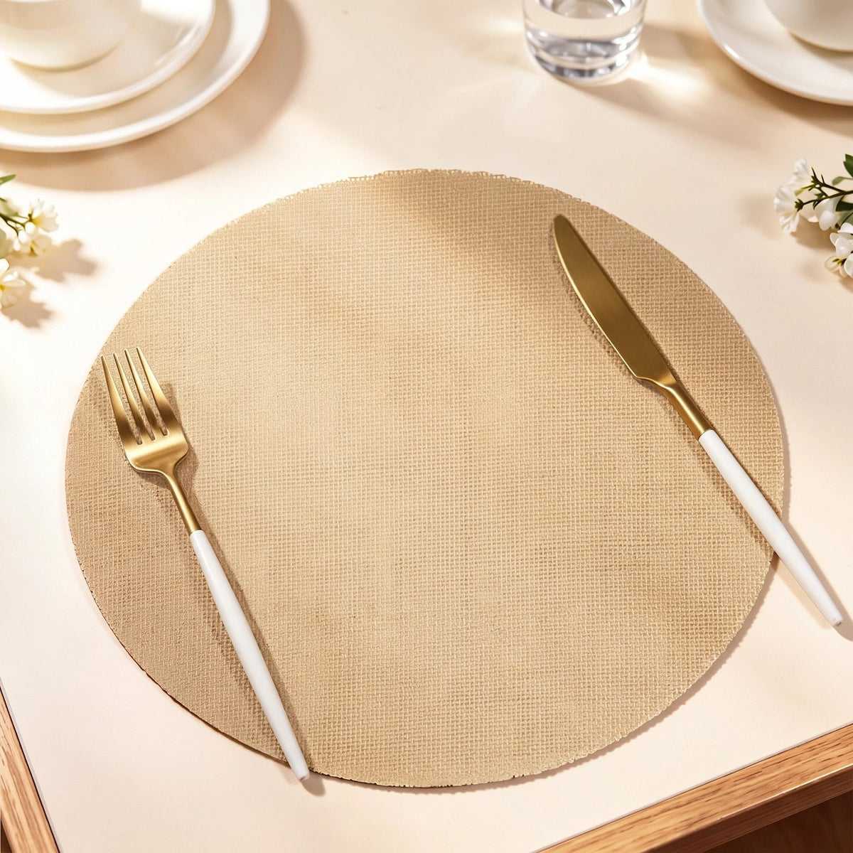 Aneco 50 Pcs Round Burlap Placemats 11.8 Inch Reusable Fall Table Mats