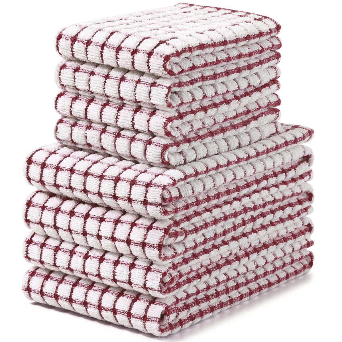 Homaxy Cotton Terry Kitchen Towels and Dishcloths Set of 8, Mixed Color