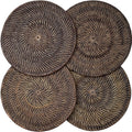 4-Pack Rattan Placemats - 13-inch Round Placemats (Natural Rattan Color) - Woven Place Mats, Round Table Mats - Wicker Chargers for Dinner Plates, Plate Chargers Boho
