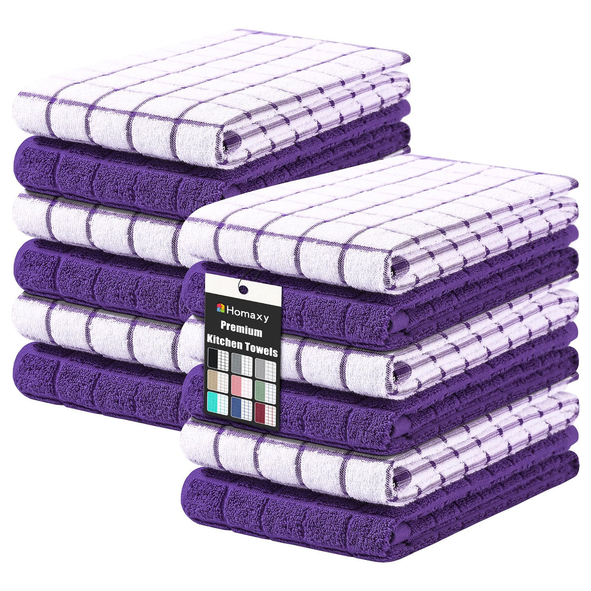 Homaxy Large Premium Cotton Kitchen Towels 16"x 28", 6 Pack, Grey