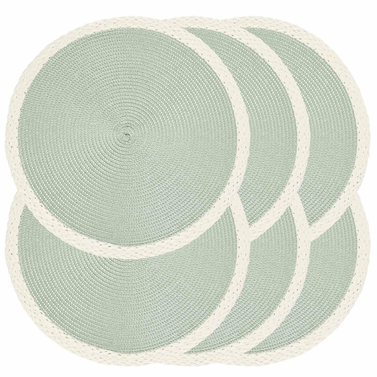 Round Placemats Set of 4, Woven Table Mats, Thin Edge, Black