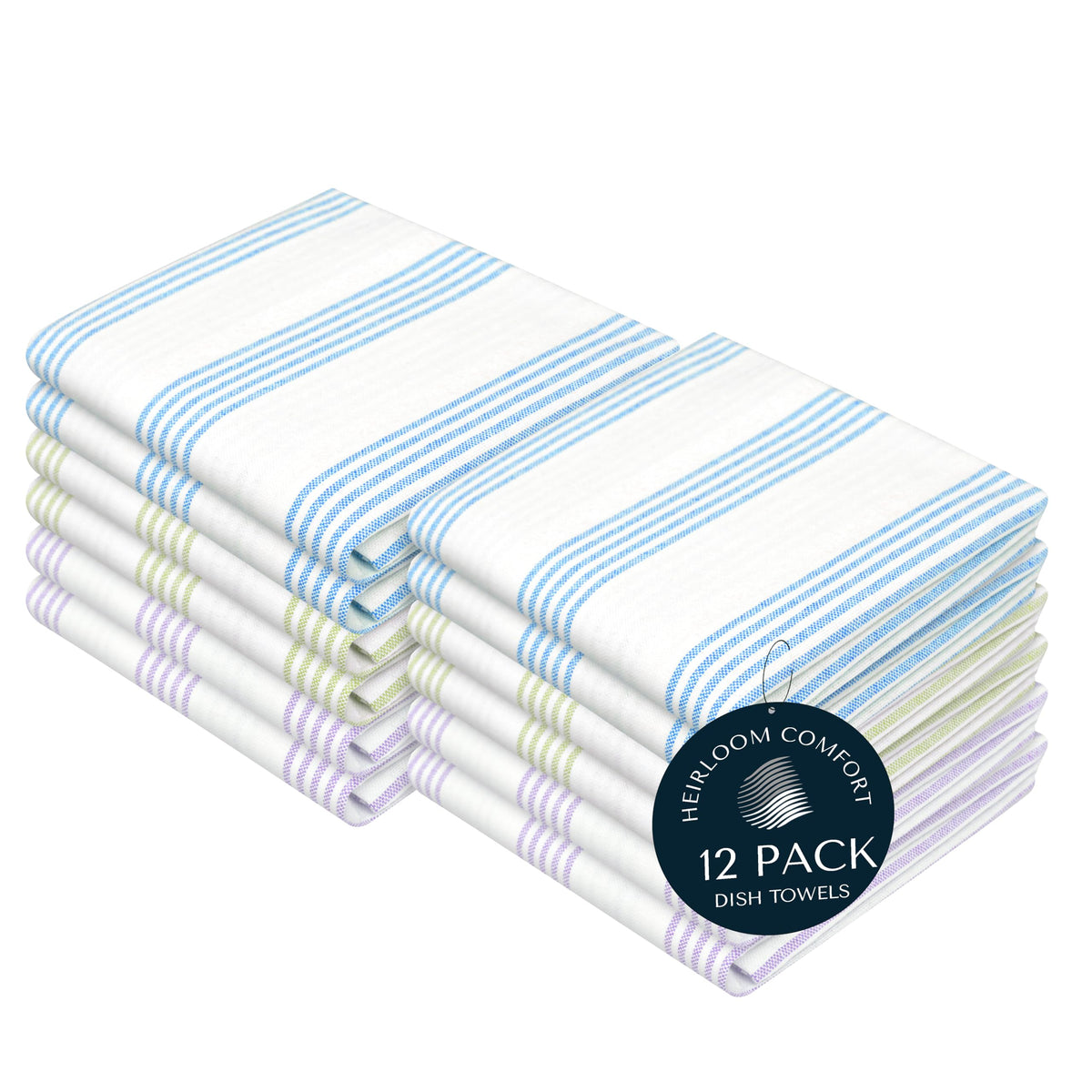 Rust Stripe Dish Towels, 5 Pack, 100% Cotton, Super Absorbent and Quick Dry, Multi Pin Striped Kitchen Towel Set, Durable Wash Cloths for Kitchen Use, Cleaning & Drying Dishes