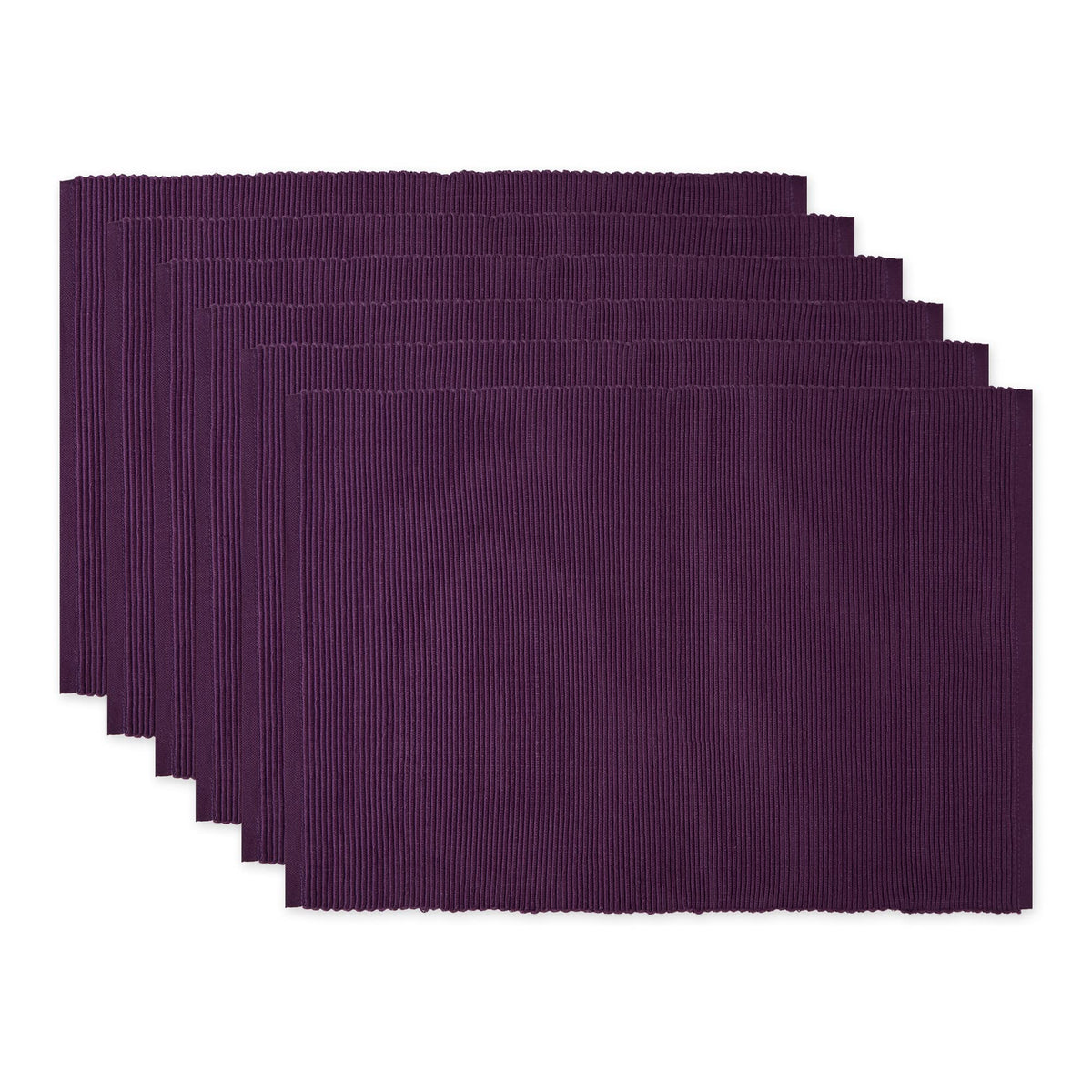 DII Basic Everyday Ribbed Tabletop 100% Cotton, Placemat Set, 13x19, Dark Brown, 6 Piece