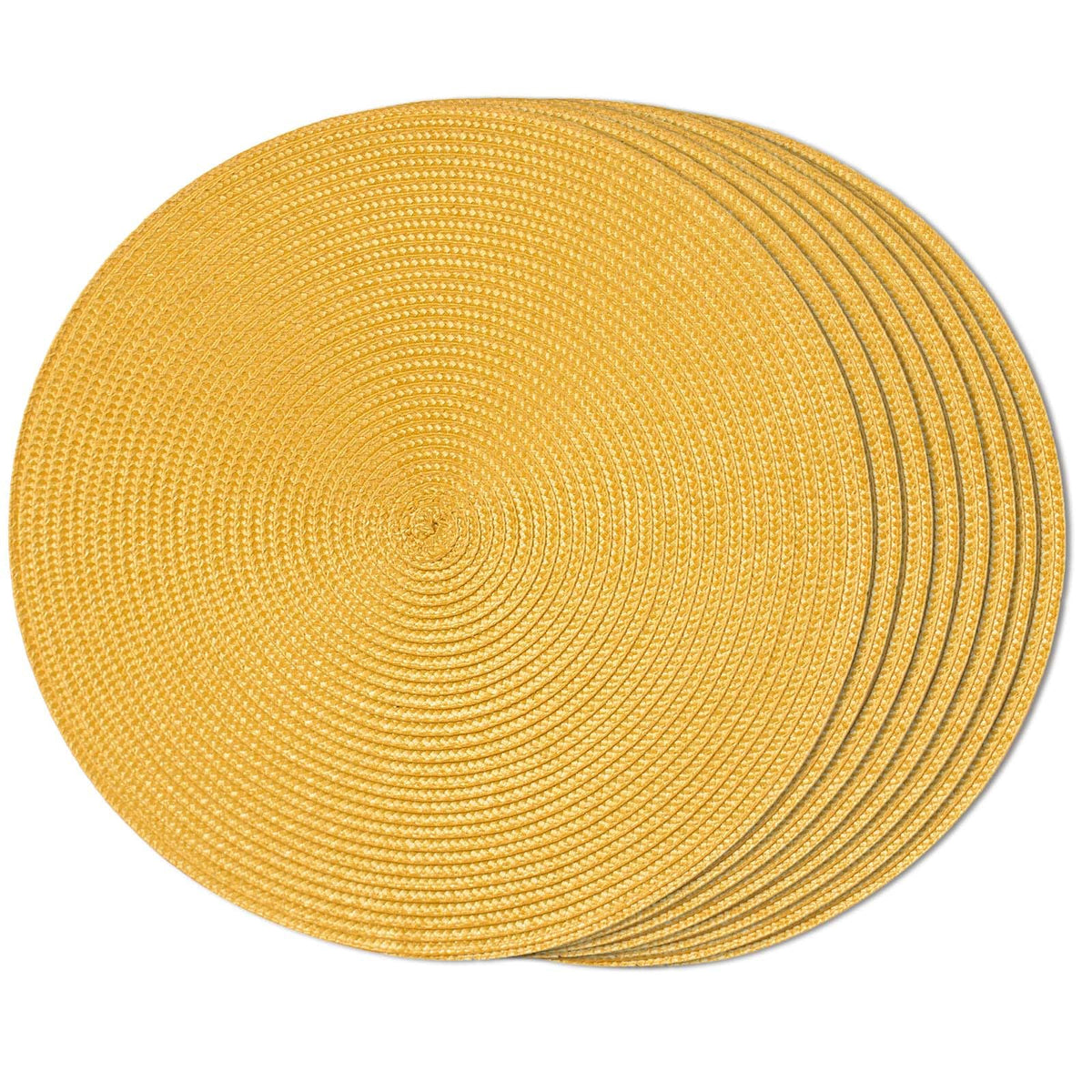 FunWheat Round Braided Placemats Set of 6 Table Mats for Dining Tables Woven Washable Non-Slip Place mats 15 in(Blue, 6pcs)