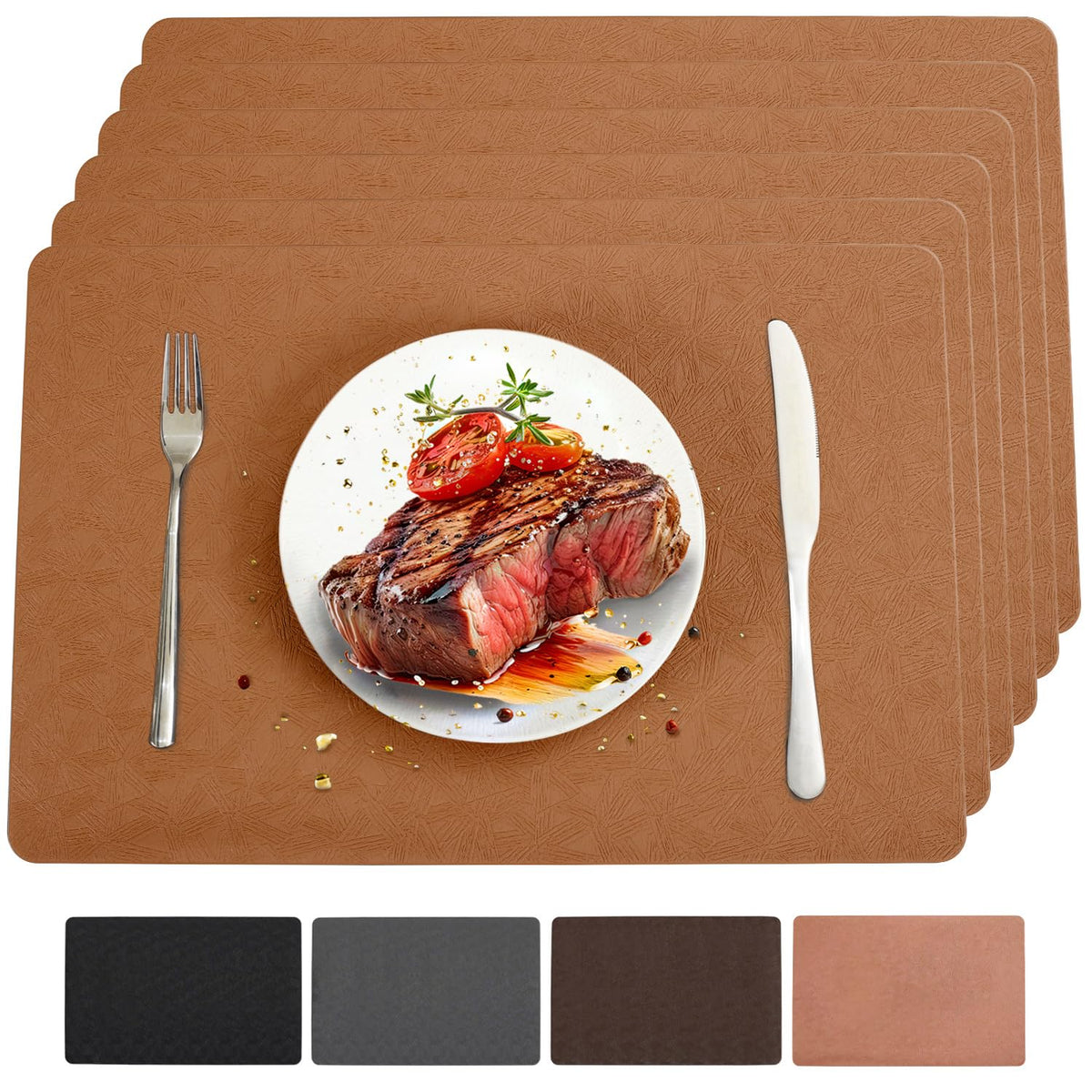 Vinyl Plastic Placemats Set of 6 Waterproof Wipeable Table Mats