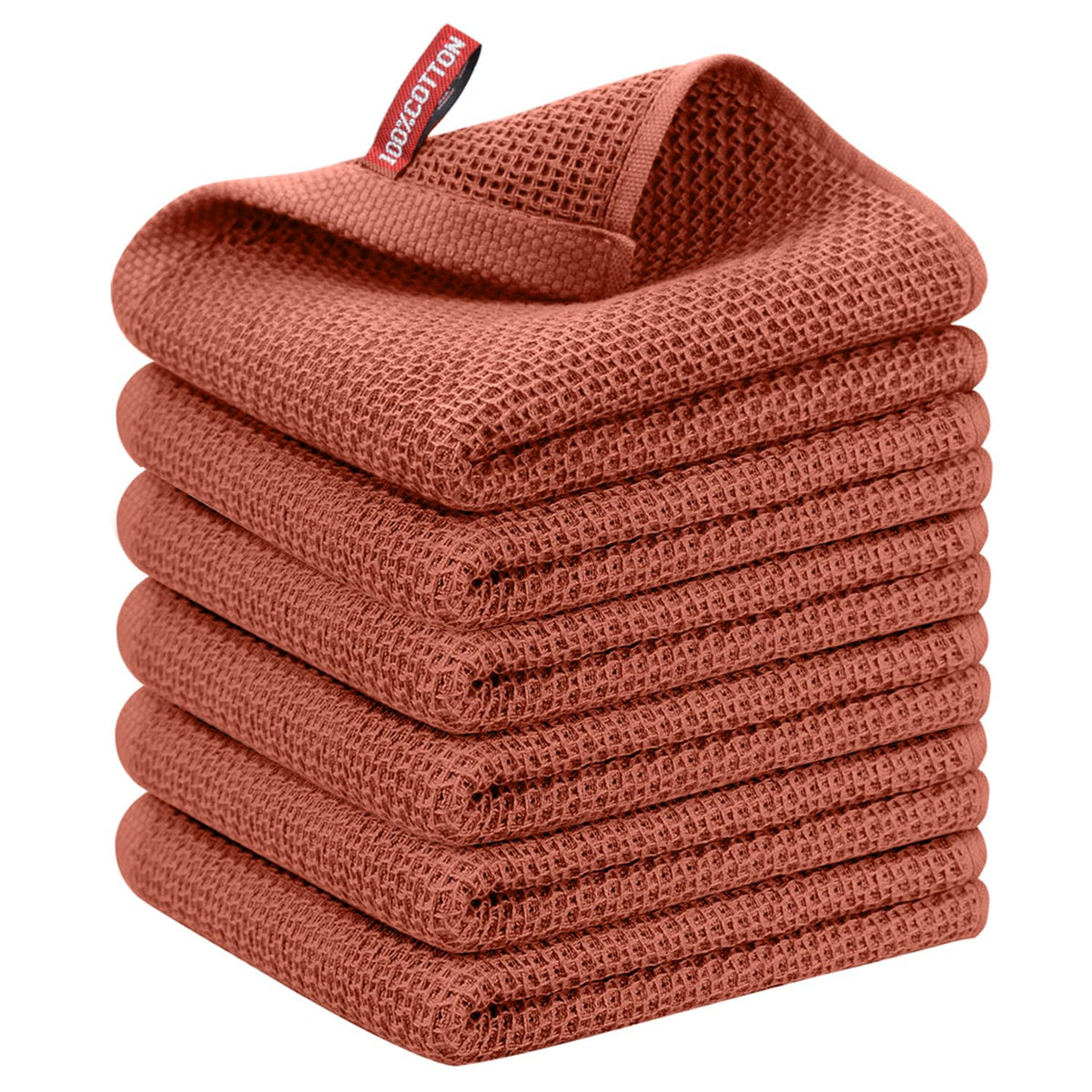 Nialnant 6 Pack Kitchen Towels and Dishcloths Sets,100% Cotton Soft Absorbent Quick Drying Dish Towels for Kitchen,Washing Dishes,12x12 Inches, Multi Color