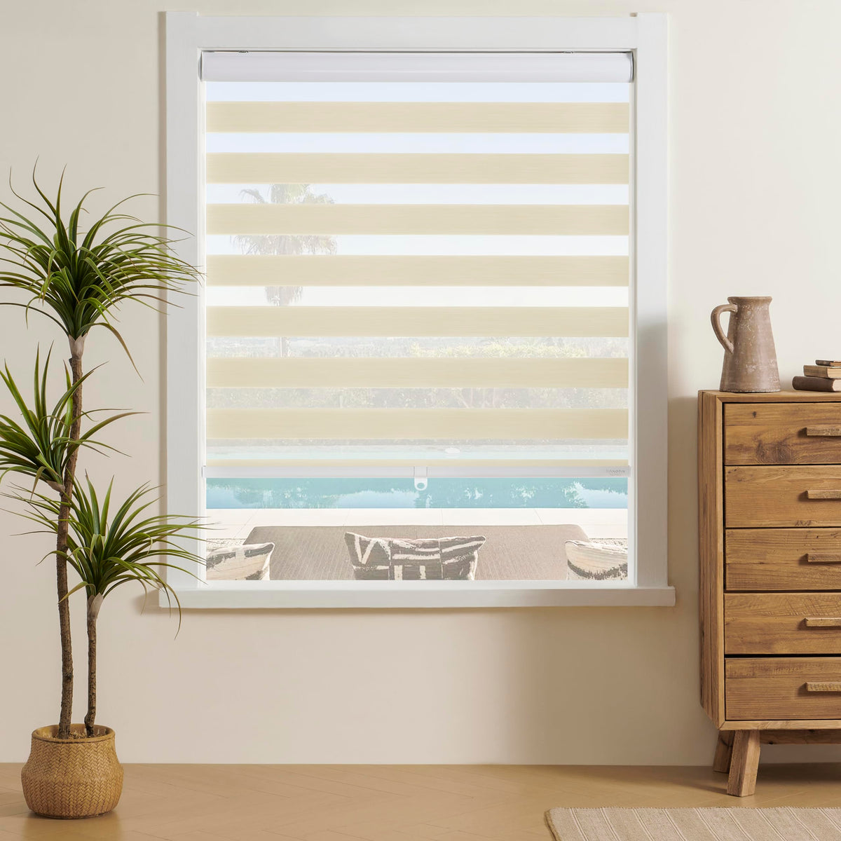 Cordless Zebra Blinds Window Blind Zebra Shade Blinds for Windows Roller Sheer Shades Privacy Light Filtering Shades for Home Kitchen Bathroom (Width 21'' X Height 72'' White)