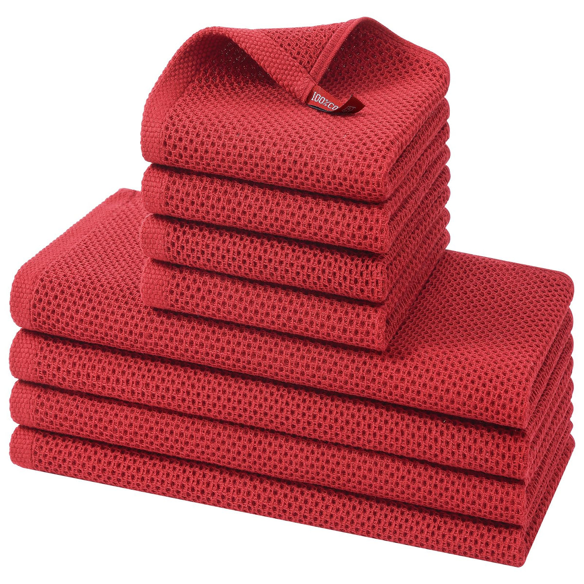 Kitinjoy 100% Cotton Kitchen Towels and Dishcloths Set, 8 Pack- Beige
