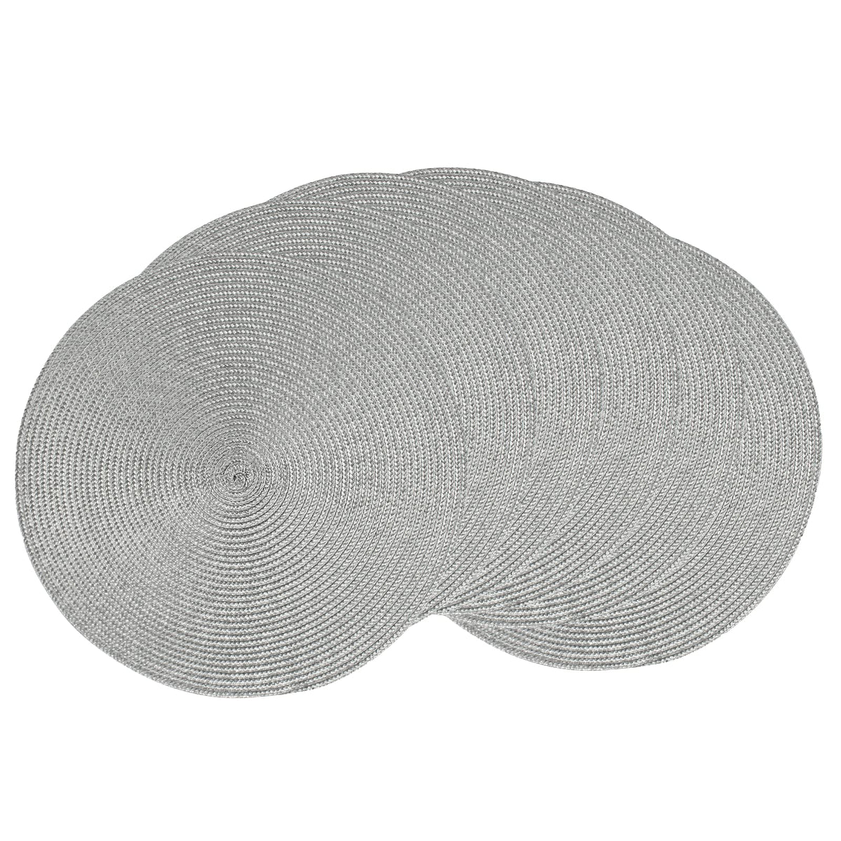 AHHFSMEI Round Placemats Set of 6 Heat Resistant Washable Non-Slip Woven Braided Table Mats for Dining Table Kitchen & Home Decor (Black)