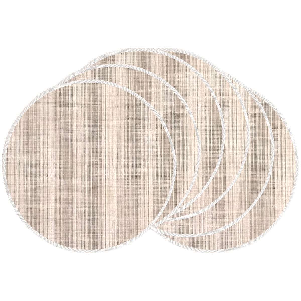 Beige Placemats Set of 4, 15 Inch Round for Kitchen & Dining Room