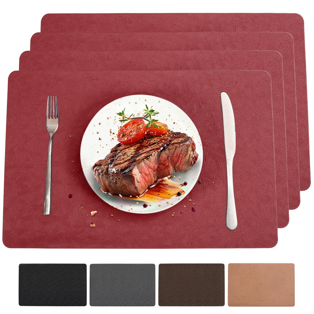 Vinyl Plastic Placemats Set of 6 Waterproof Wipeable Table Mats