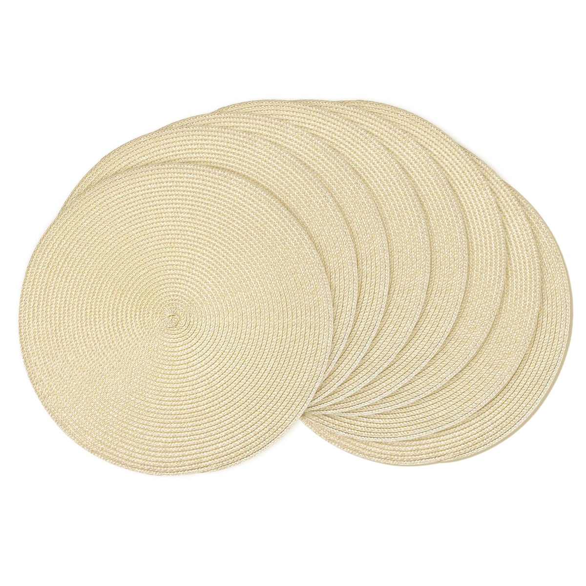 AHHFSMEI Round Placemats Set of 6 Heat Resistant Washable Non-Slip Woven Braided Table Mats for Dining Table Kitchen & Home Decor (Black)