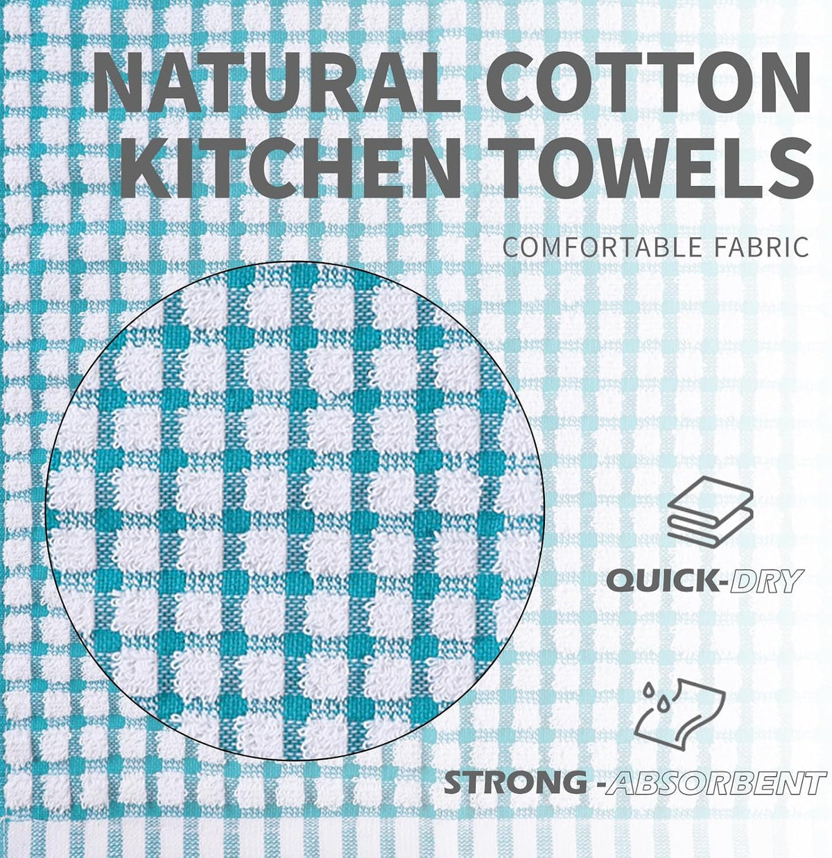 Oeleky Cotton Kitchen Towels 8 Pack, 15x26 Checkered Dish Towels