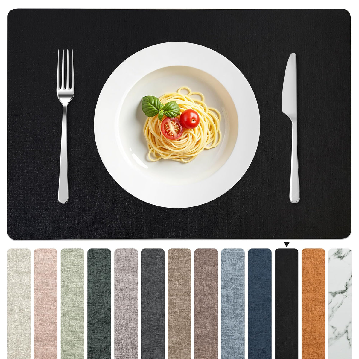 FROMHEART Faux Leather PU Placemats Set of 6 (Light Blue,11.8" x 17")