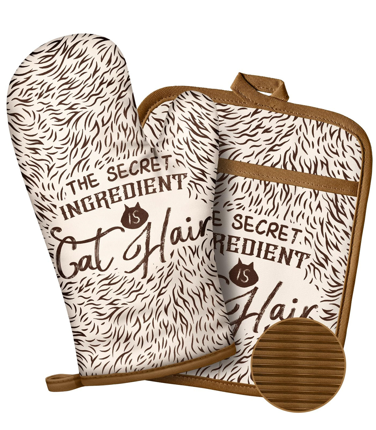 Slohif Funny Oven Mitts and Pot Holder for Women - Heat Resistant Black Cute Novelty Kitchen Oven Mittens 100% Cotton, Non-Slip Silicone Surface Pot Holder for Baking and Cooking Accessories