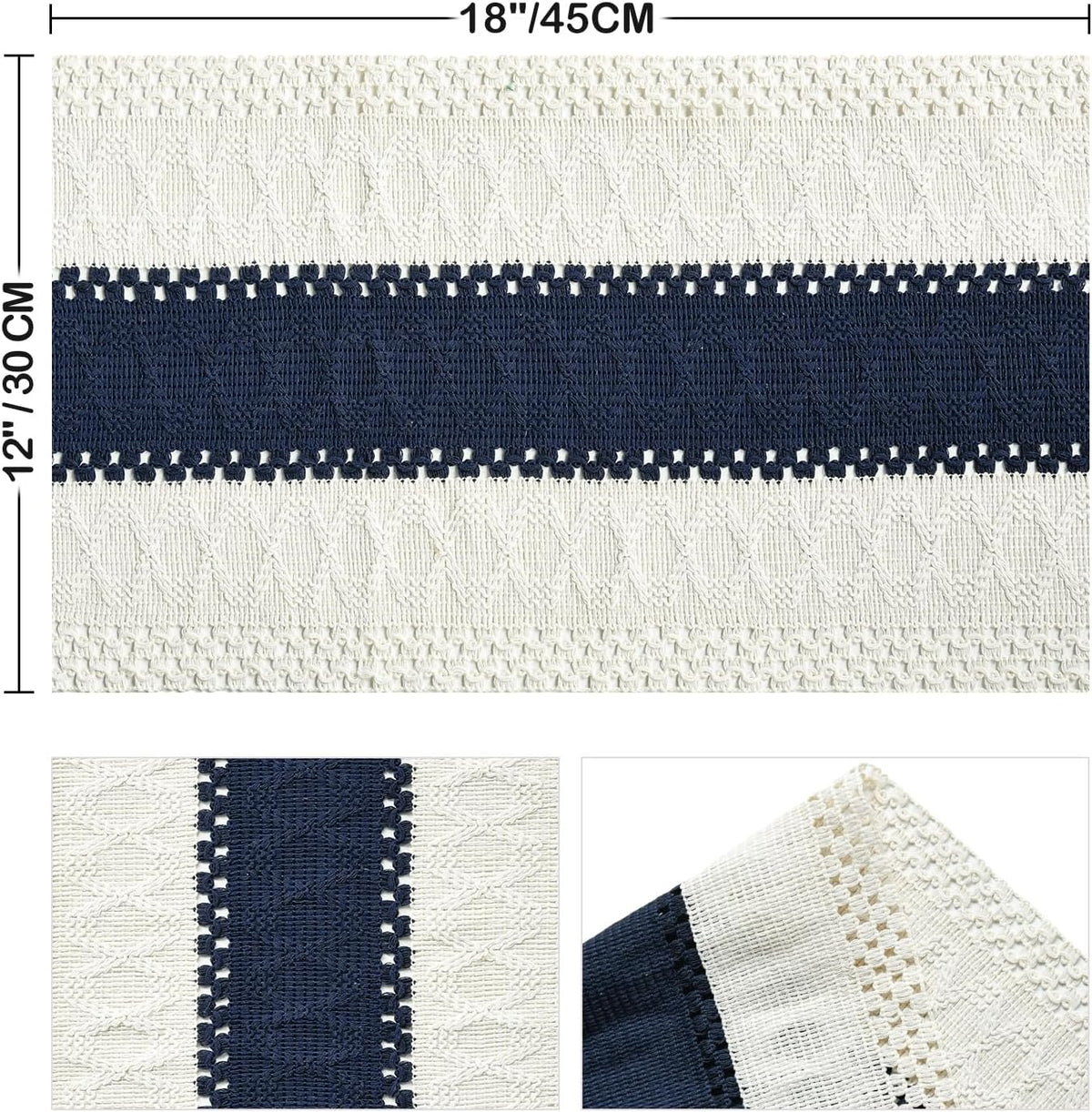 Artoid Mode Dark Blue Rustic Farmhouse Placemats Set of 4-12x18 Inch