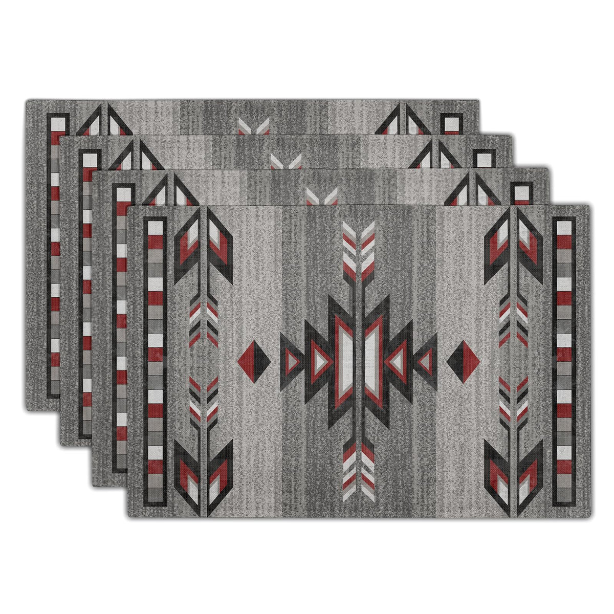 Giwawa Boho Ethnic Placemats Set of 4 Vintage Orange Brown Retro Flower Decorative Linen Table Place Mats 12"x18" Rustic Country Style Floral Place Mats Heat Resistance for Kitchen Dining Farmhouse
