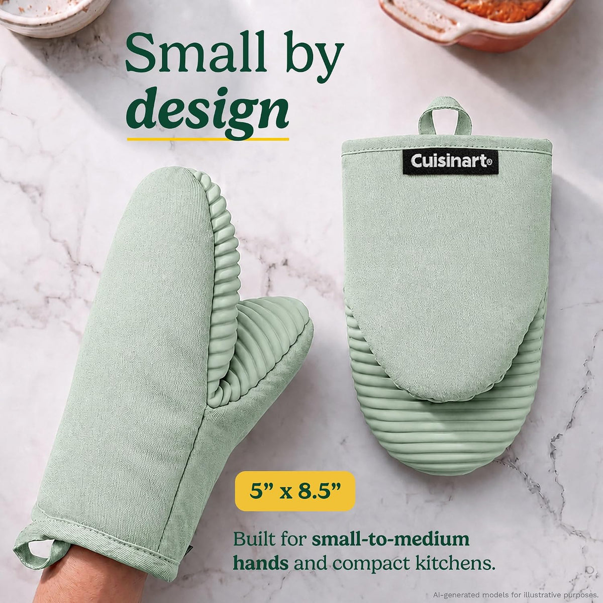 Cuisinart Mini Oven Mitts, 2-Pack 5"x8.5", Heat Resistant 500F
