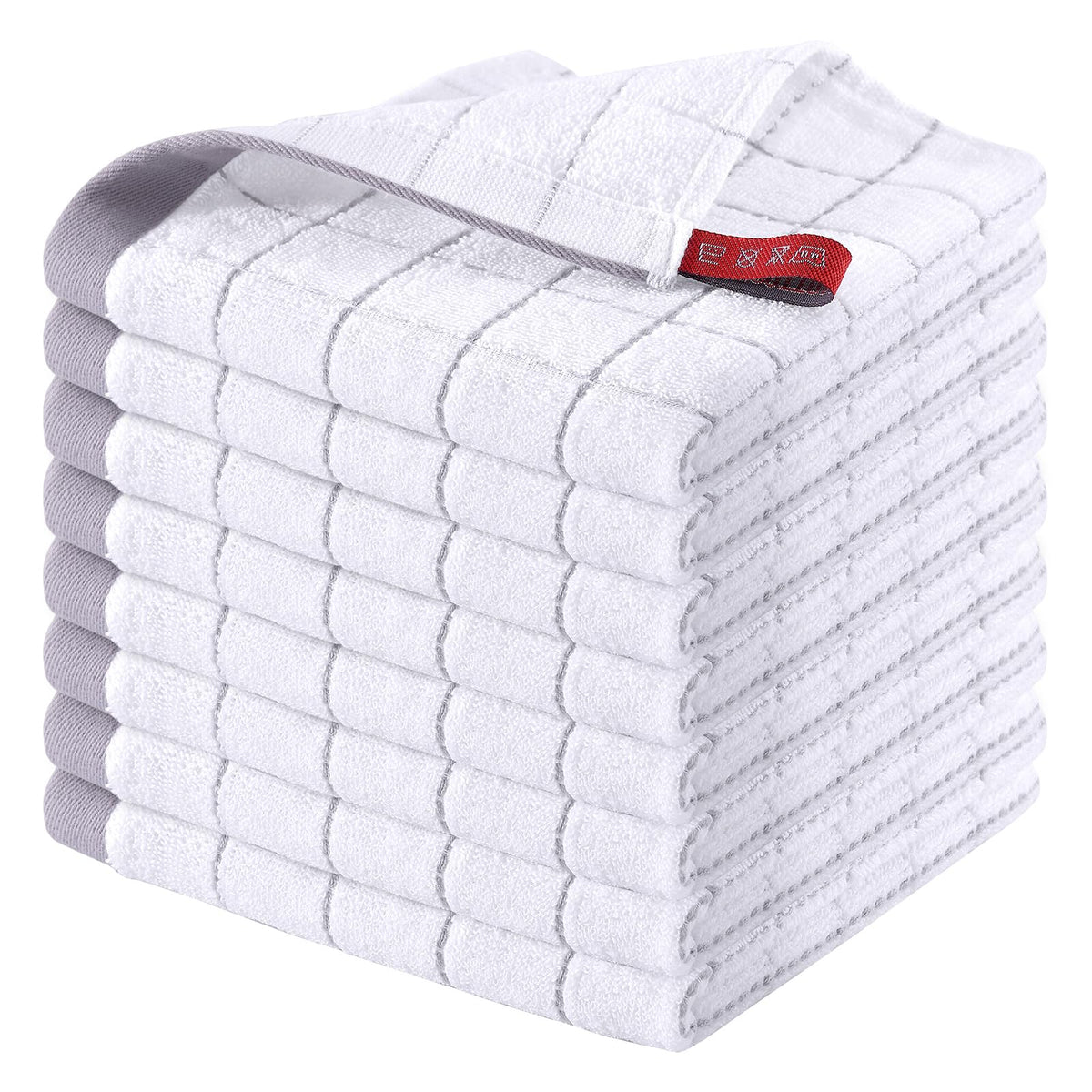 Homaxy 100% Cotton Terry Kitchen Towels, 4 Pack, Black