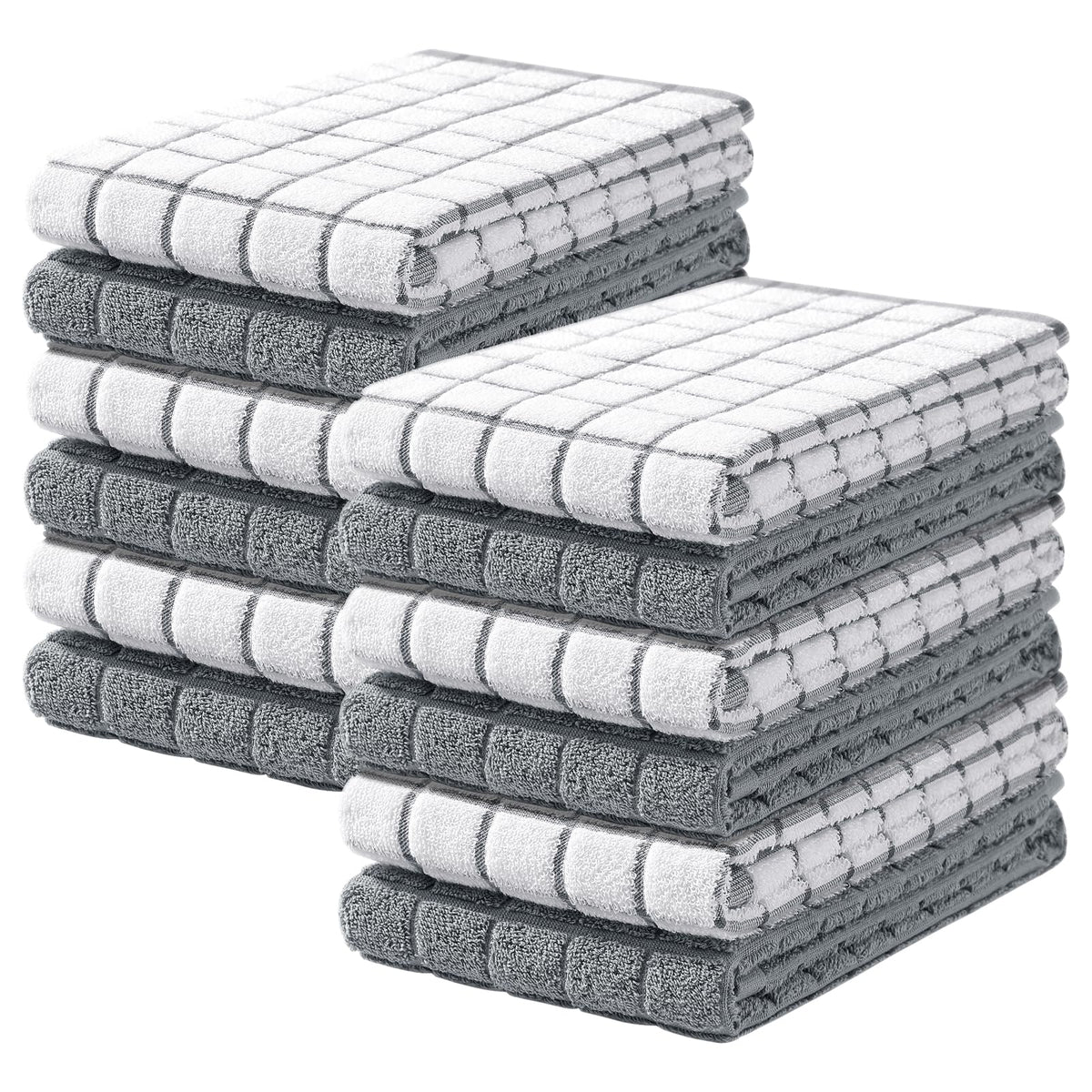 Homaxy Large Premium Cotton Kitchen Towels 16"x 28", 6 Pack, Grey