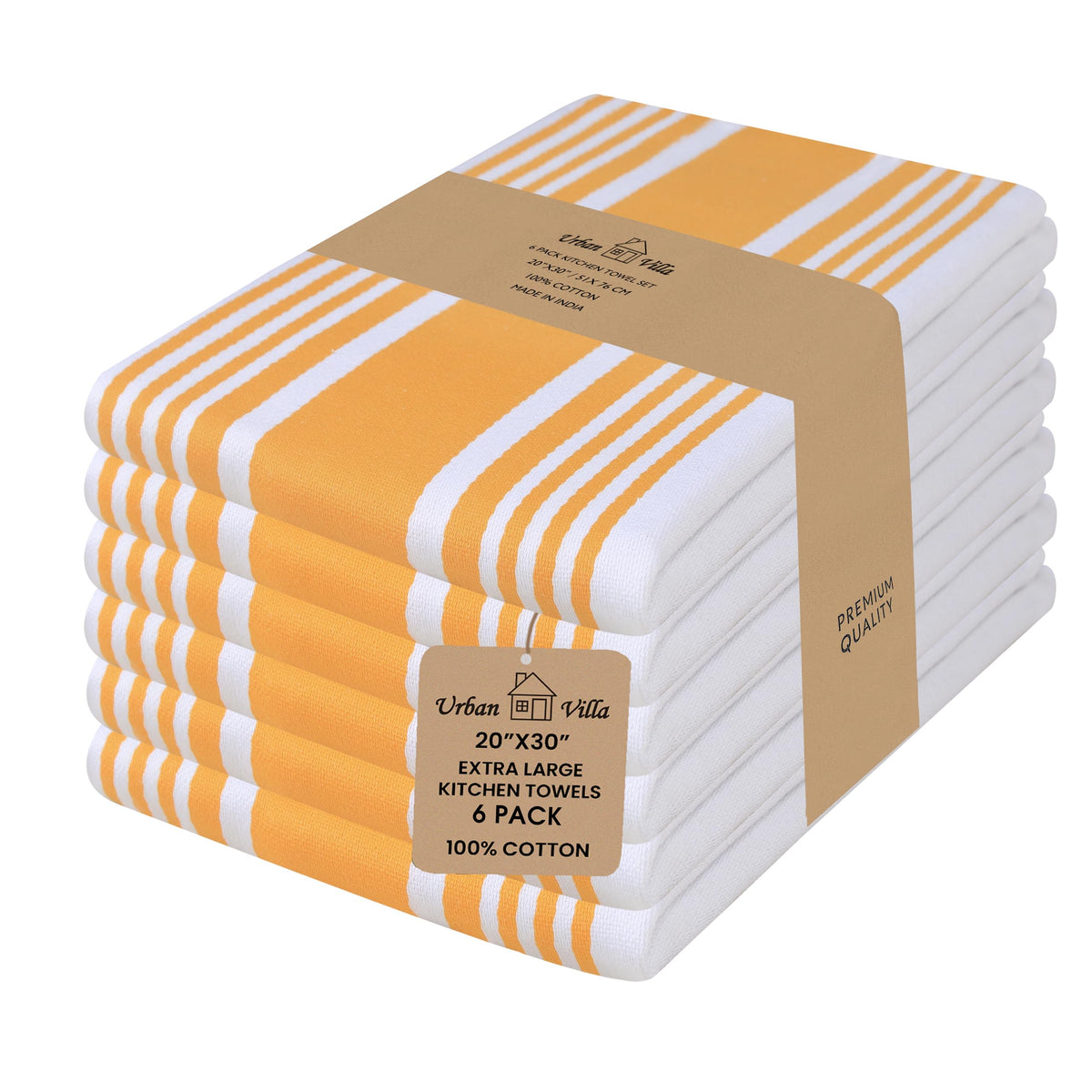 Urban Villa Kitchen Towels Cotton Dish Towels 12”x12” (Set of 8) Grey White