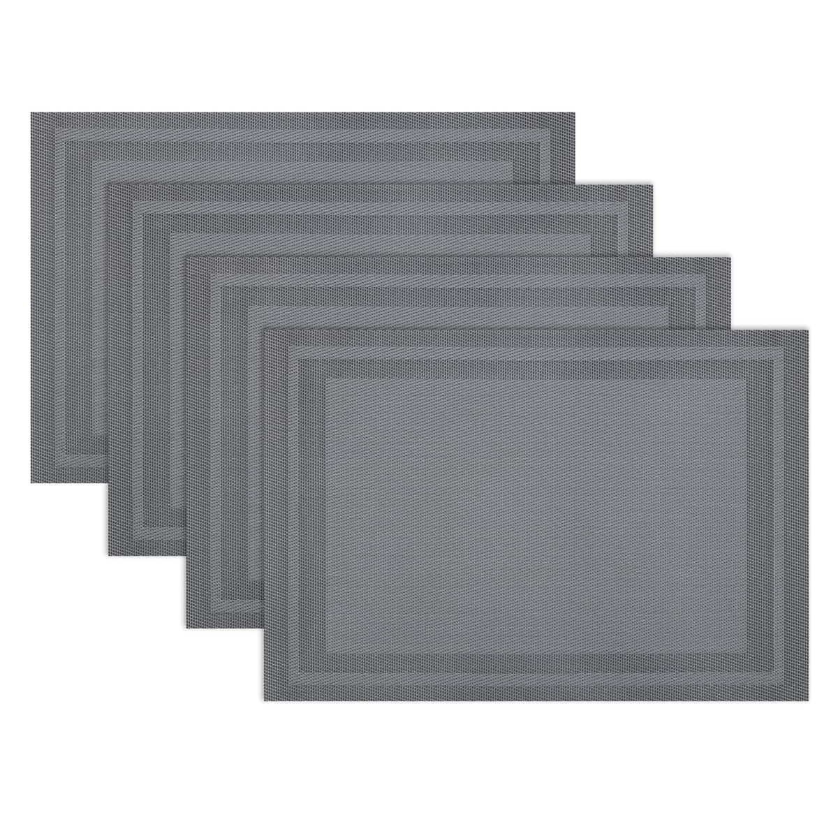 Winknowl Placemats Set of 4，Heat Resistant Woven Vinyl Washable PVC Place Mats，Non-Slip Stain Resistant Indoor/Outdoor Table Mats for Dining Table (Brown)