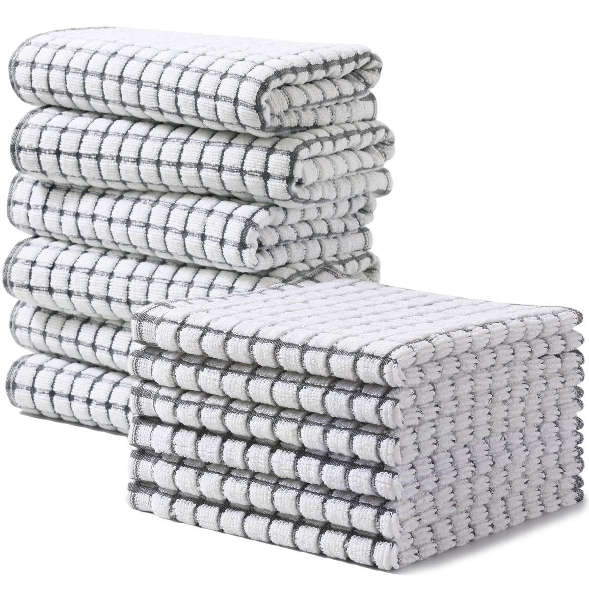 Homaxy Cotton Terry Kitchen Towels and Dishcloths Set of 8, Mixed Color