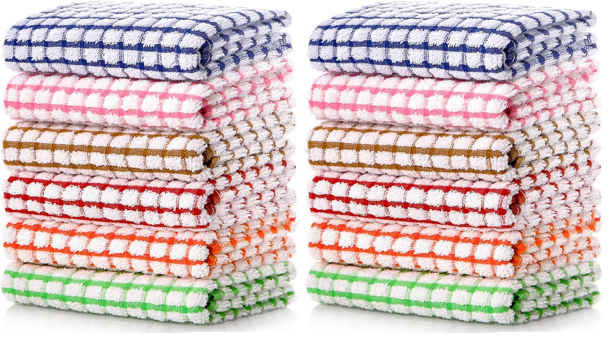LAZI Kitchen Dish Towels, 16 Inch x 25 Inch Bulk Cotton Kitchen Towels, 6 Pack Dish Cloths for Dish Rags for Drying Dishes Clothes and Dish Towels