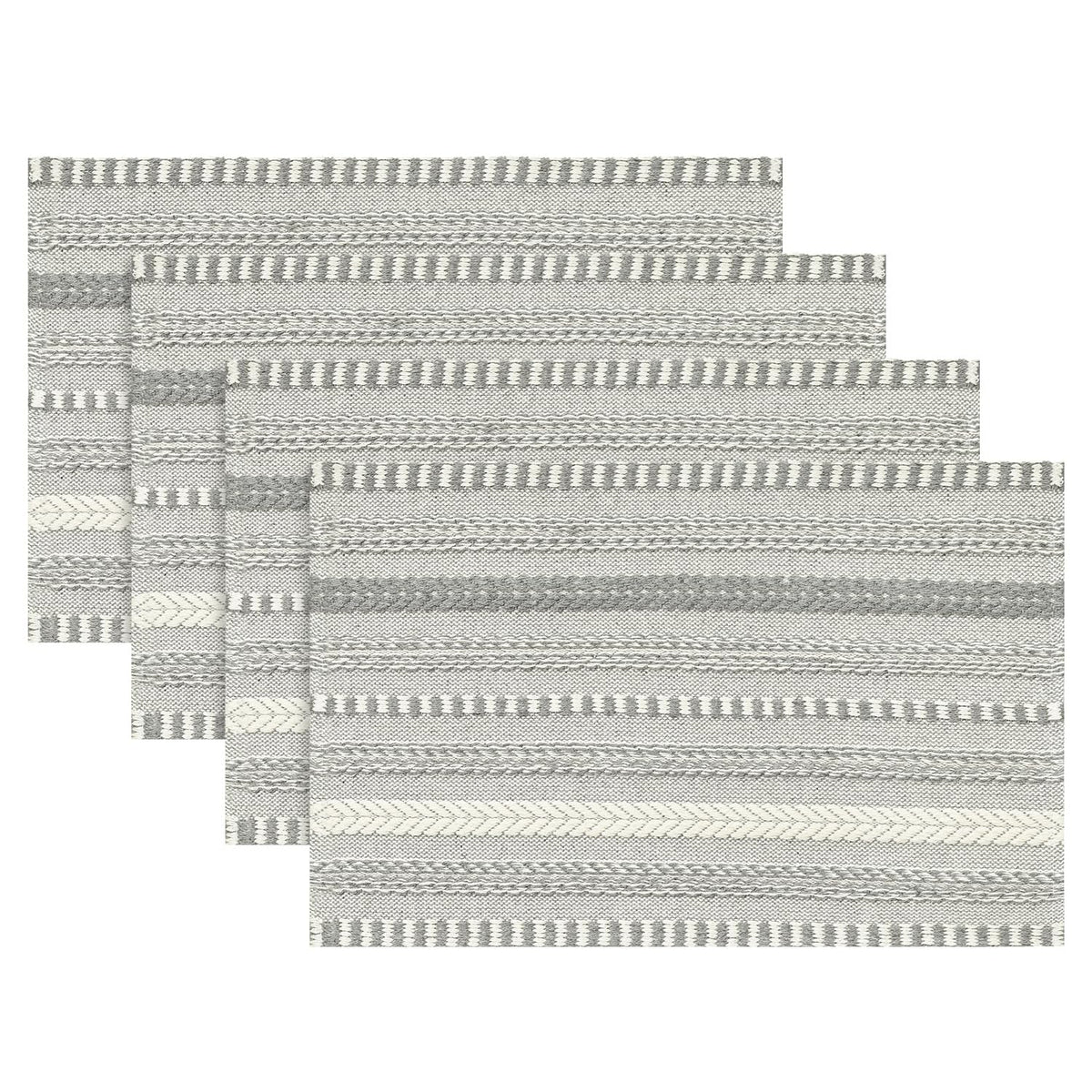 Artoid Mode Caramel Woven Braided Stripe Placemats Set of 4-12x18 Inch
