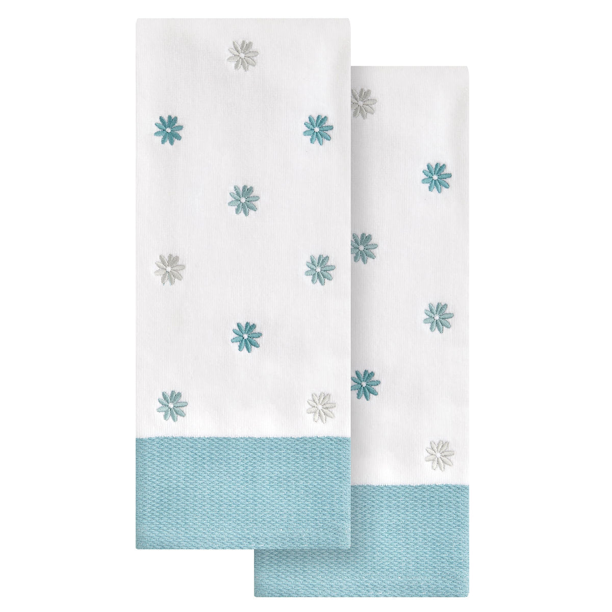 Ritz 4-Piece Kitchen Towel Set, Tomato & Olive Prints with Pine Green & Blue Textured Terry, 100% Cotton & Absorbent Blend, 16" x 26", Vintage Mediterranean Foodie Kitchen Decor