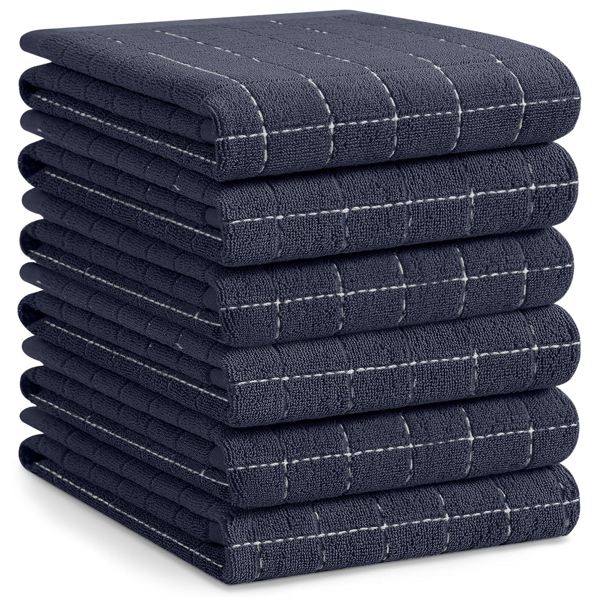 Homaxy 100% Cotton Terry Kitchen Towels, 4 Pack, Black