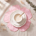 Set of 6 Elegant Floral Placemat 16'' Flower Shaped Place Mat (White)