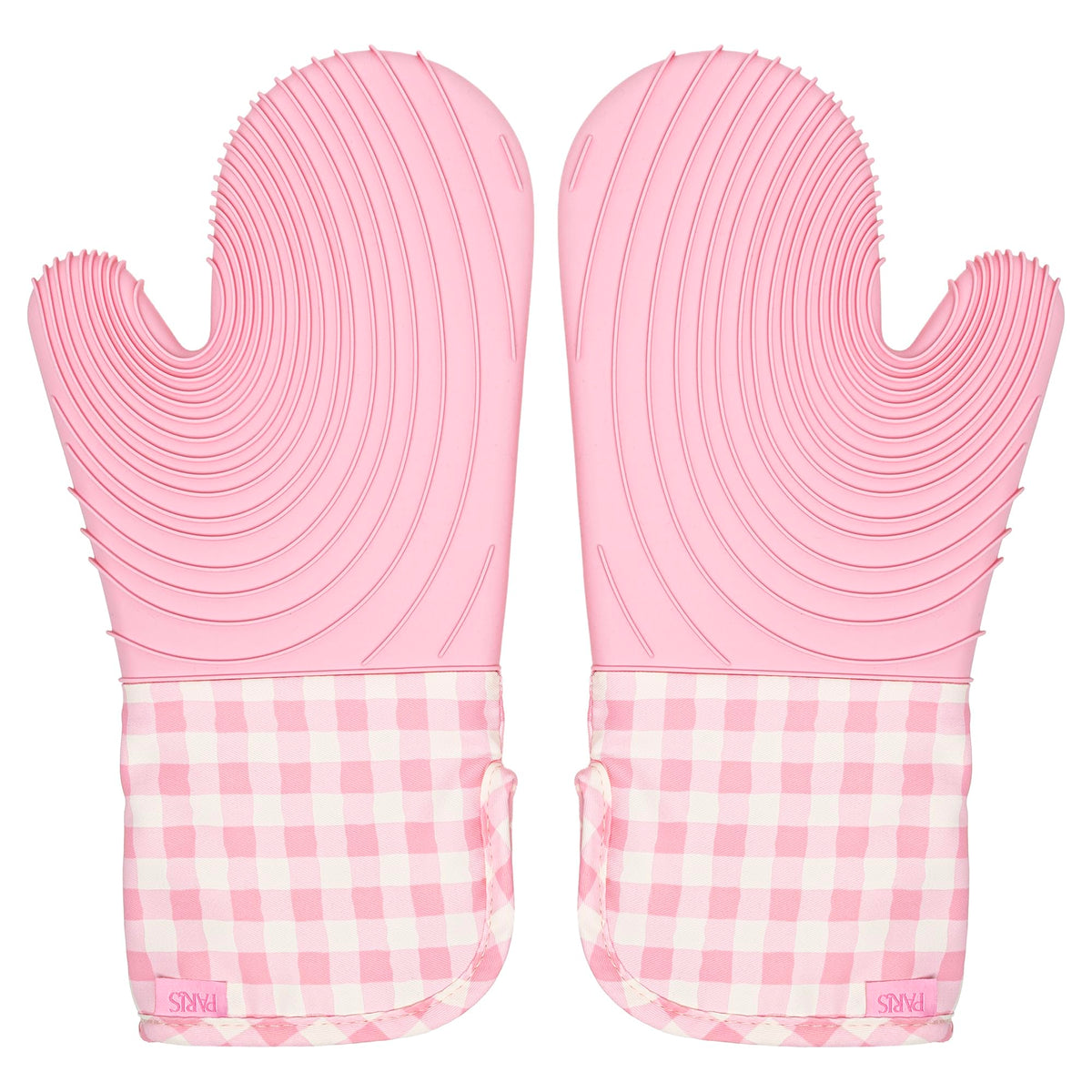 Paris Hilton Oven Mitt Set with Iconic That's HOT Design, Heat Resistant Pot Holders Featuring Non-Slip Textured Silicone Grips, 2-Piece Set, Pink