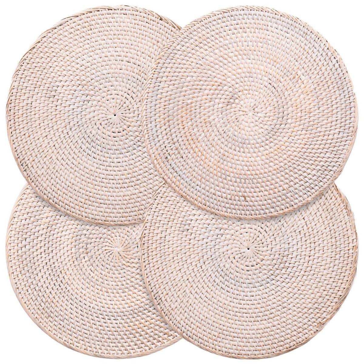4-Pack Rattan Placemats - 13-inch Round Placemats (Natural Rattan Color) - Woven Place Mats, Round Table Mats - Wicker Chargers for Dinner Plates, Plate Chargers Boho