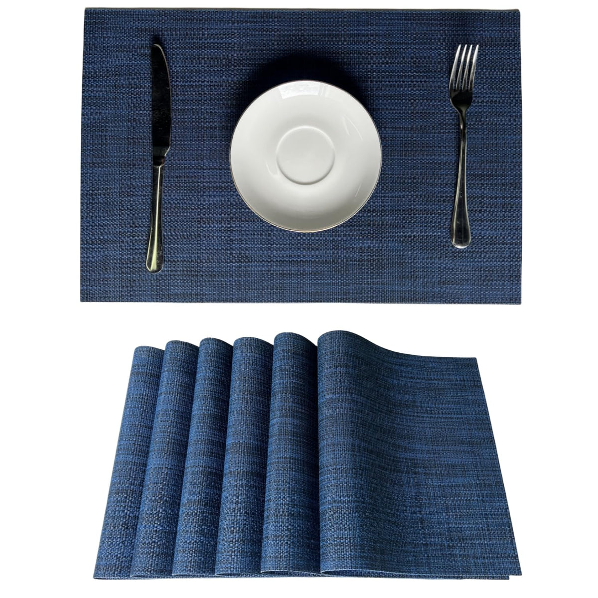 WAZAIGUR Placemats Set of 6 for Dining Table, 17.7" x 11.8", Orange