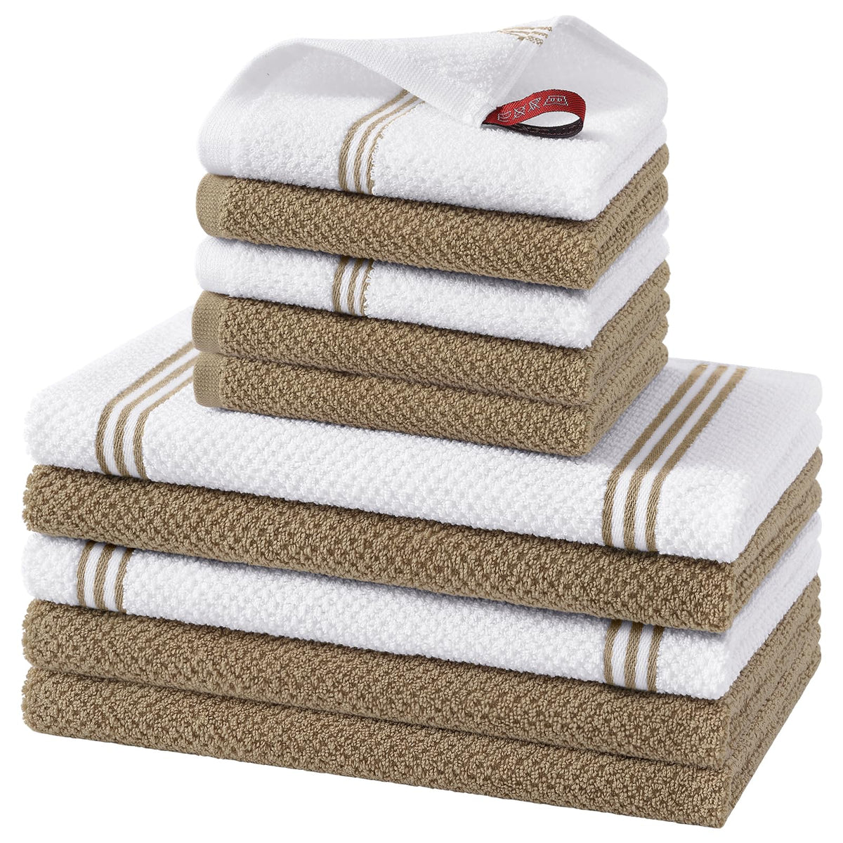 Homaxy Dual Design Kitchen Towels and Dishcloths Set, 8 Pack, Dark Grey
