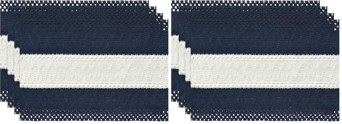 Artoid Mode Dark Blue Rustic Farmhouse Placemats Set of 4-12x18 Inch
