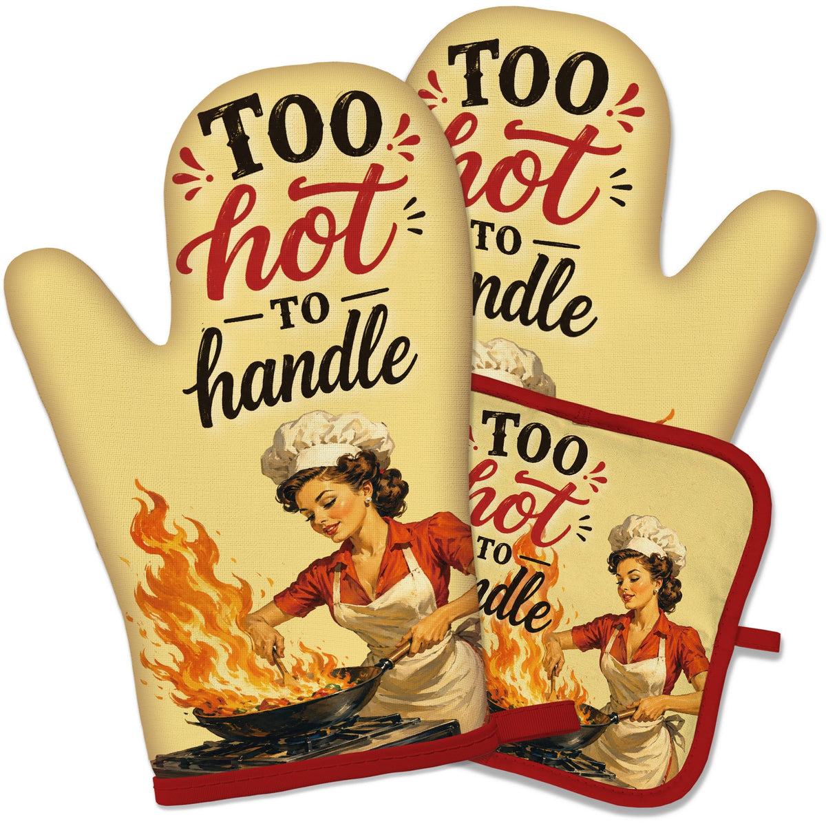 Funny Oven Mitts and Pot Holders Set, Baking Because Murder Cooking Mitts