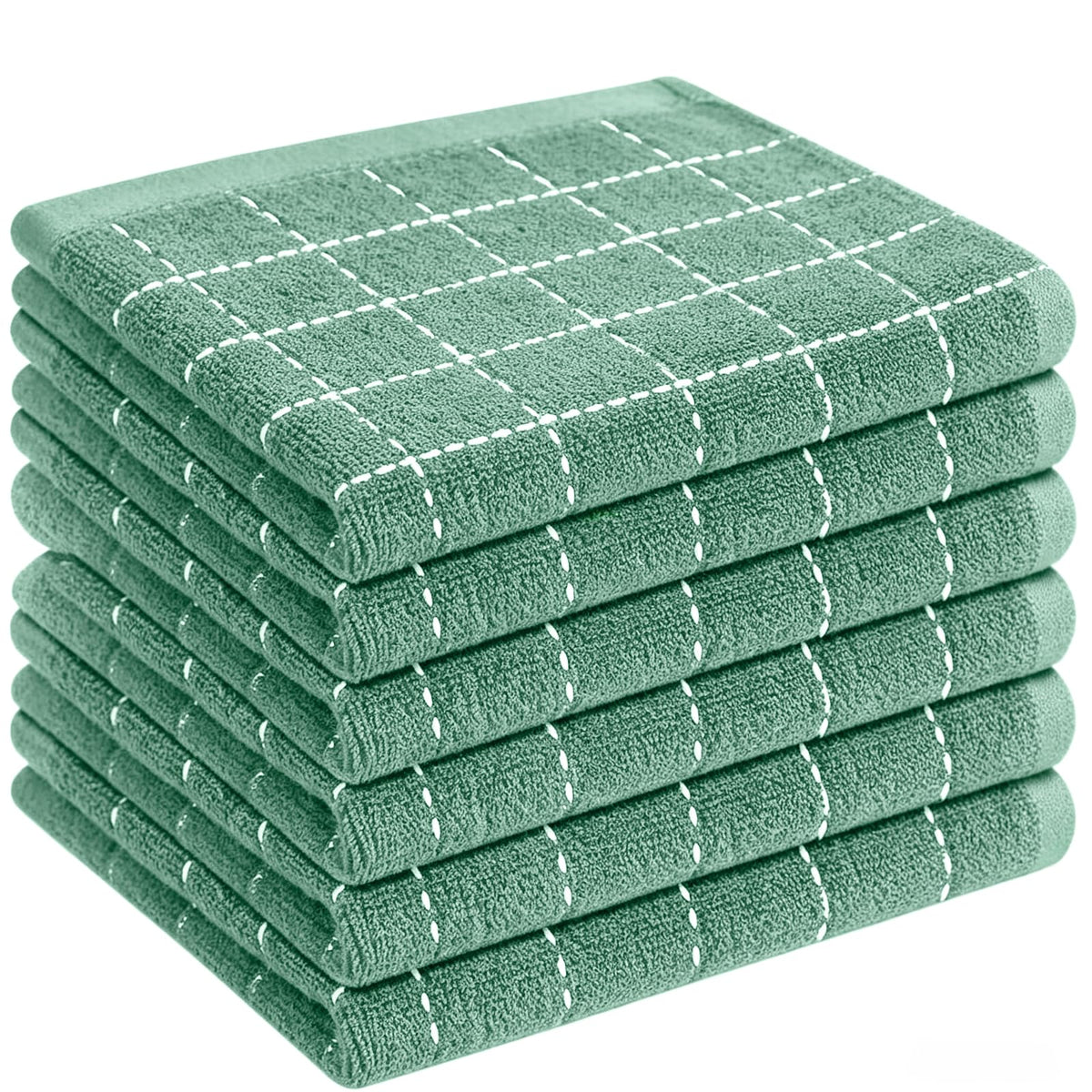 QUILTINA Dish Towels Set, 100% Cotton Waffle Weave Kitchen Towels 6 Pack, 17 x 25 Inches, Super Absorbent for Drying and Cleaning, Beige, Brown, Dark Grey