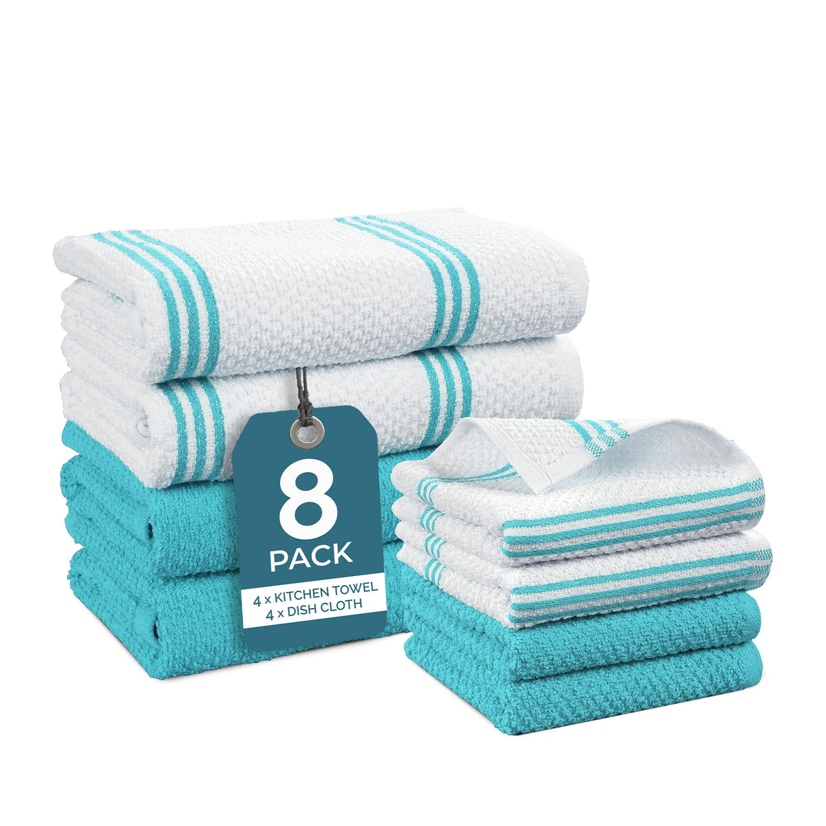 Casa Platino Silicone Oven Mitts Set, 8-Piece – 500°F Heat Resistant Mini Oven Mitt, Potholders for Kitchens, 2 Kitchen Towels & 2 Dish Cloths – Durable, Non-Slip & Machine Washable – Cornflower