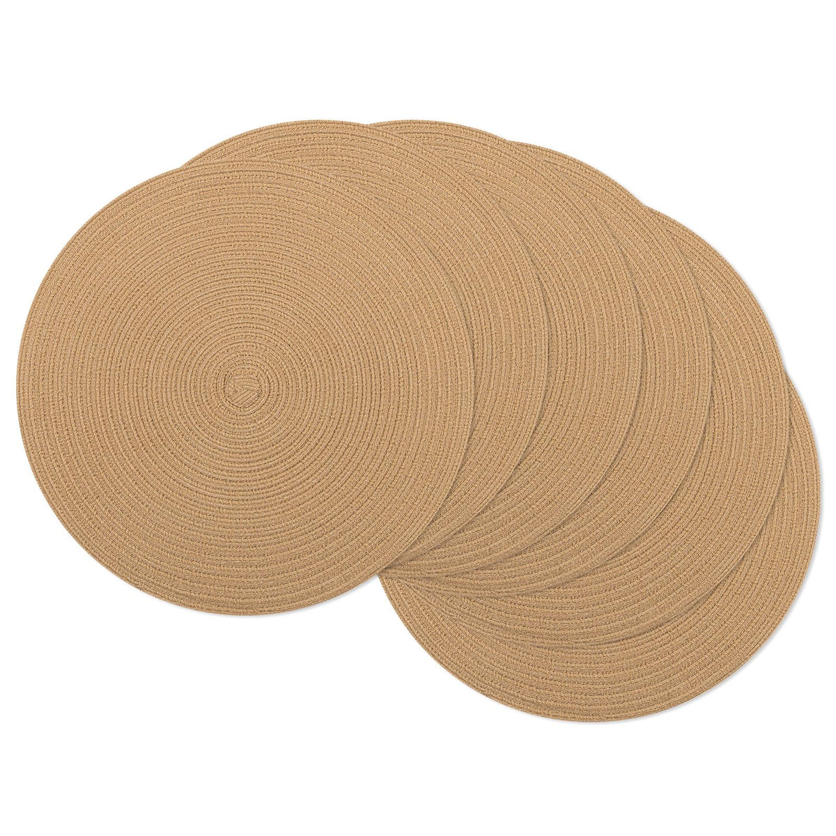SHACOS Round Braided Placemats Set of 4 Washable Place Mats for Dining Tables 15 inch Non Slip Kitchen Table Mats (Beige, 4)
