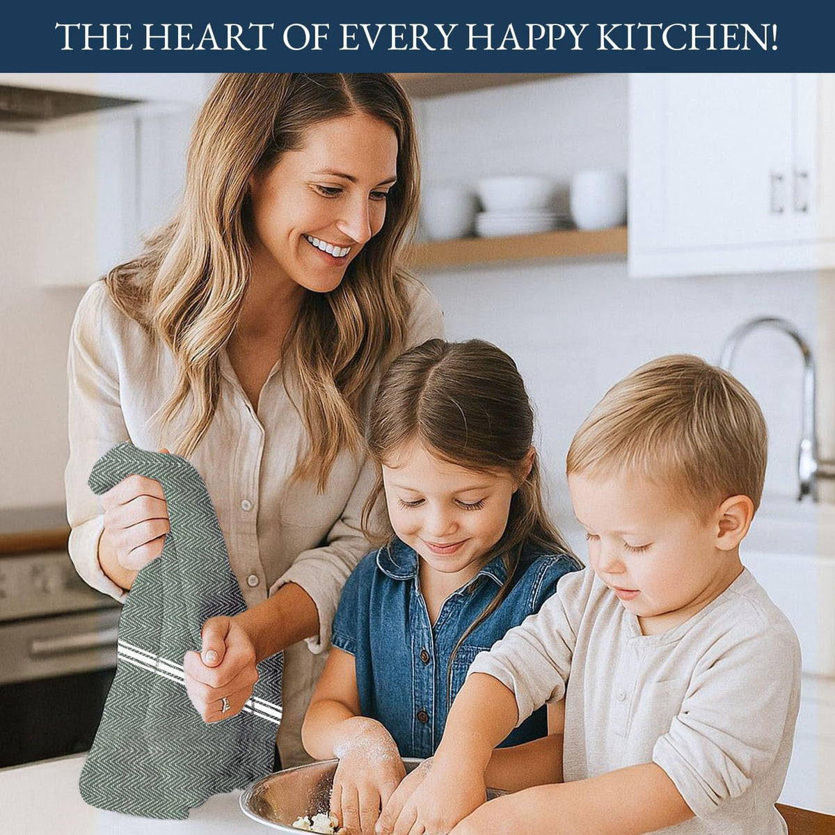 LANE LINEN Dish Towels for Kitchen 100% Cotton Absorbent Lint-Free 6 Pack