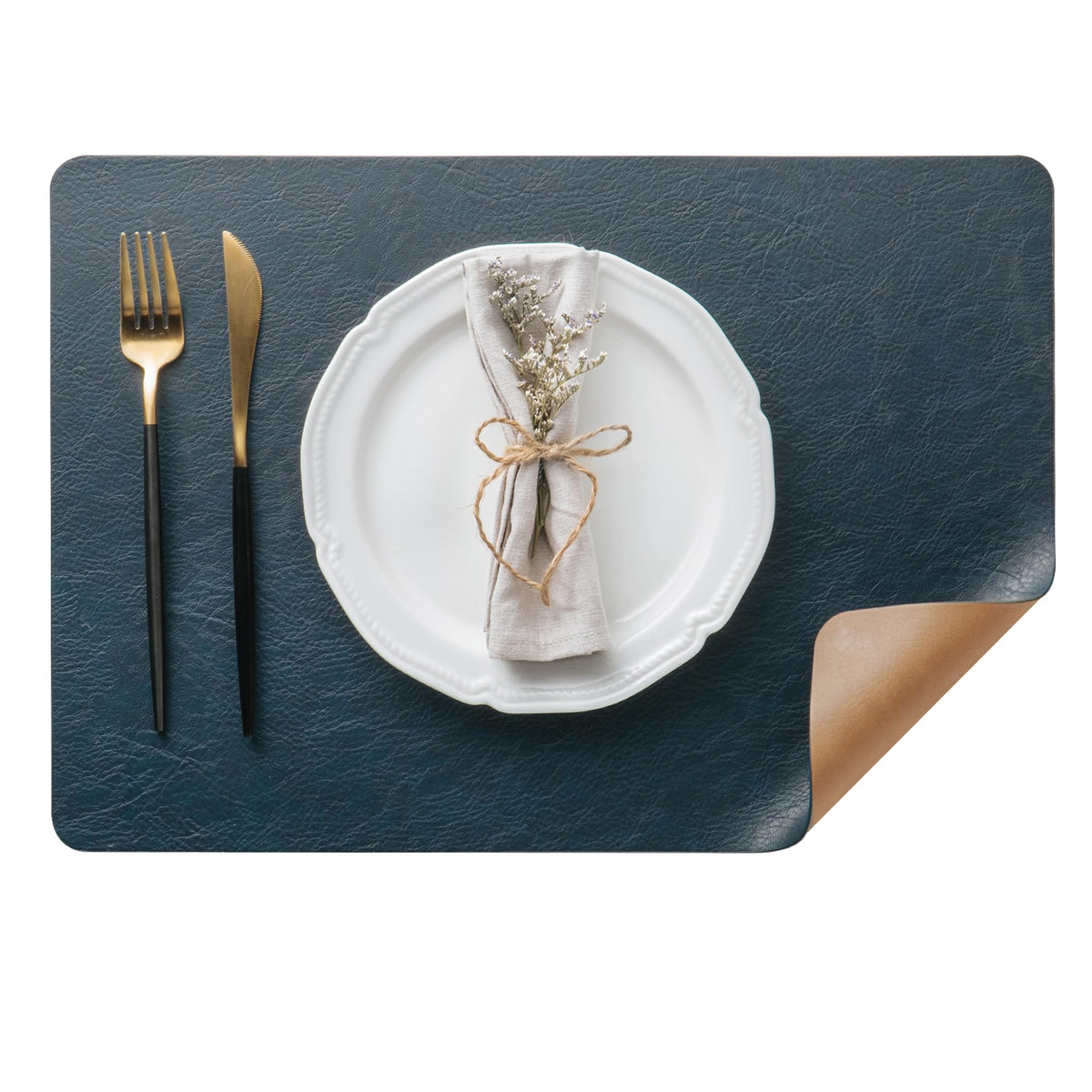 DOLOPL Placemats Set of 6, Reversible Dual-Color Faux Leather Place Mats