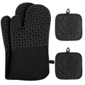 4 Pcs Oven Mitts and Pot Holders,500°F High Heat Resistant Kitchen Oven Mitts with Pot Holders,Long Oven Mitts with Recycled Cotton Infill and Silicone Non-Slip Surface for Baking and Cooking(Grey)