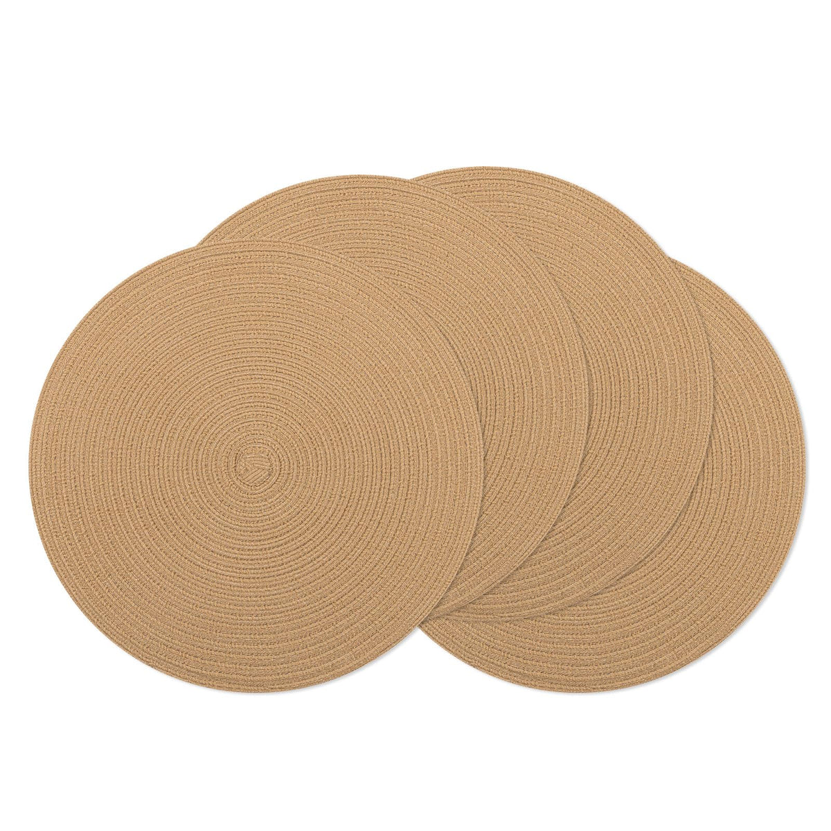 SHACOS Round Braided Placemats Set of 4 Washable Place Mats for Dining Tables 15 inch Non Slip Kitchen Table Mats (Beige, 4)