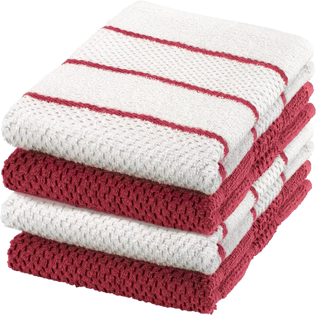 DecorRack 100% Cotton Terry Kitchen Towels, 16 x 19 in, Capuccino (4 Pack)